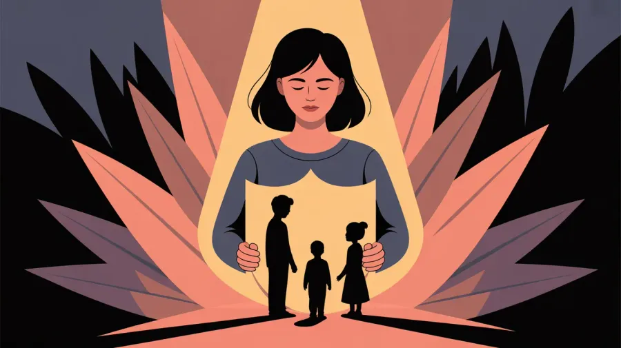 Serene woman standing with grounded posture in her living room, illustrating healthy family boundaries guided by Psychologist Eliza Chagas.
